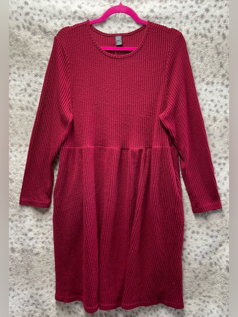 EMERY ROSE RIBBED LONG SLEEVE DRESS